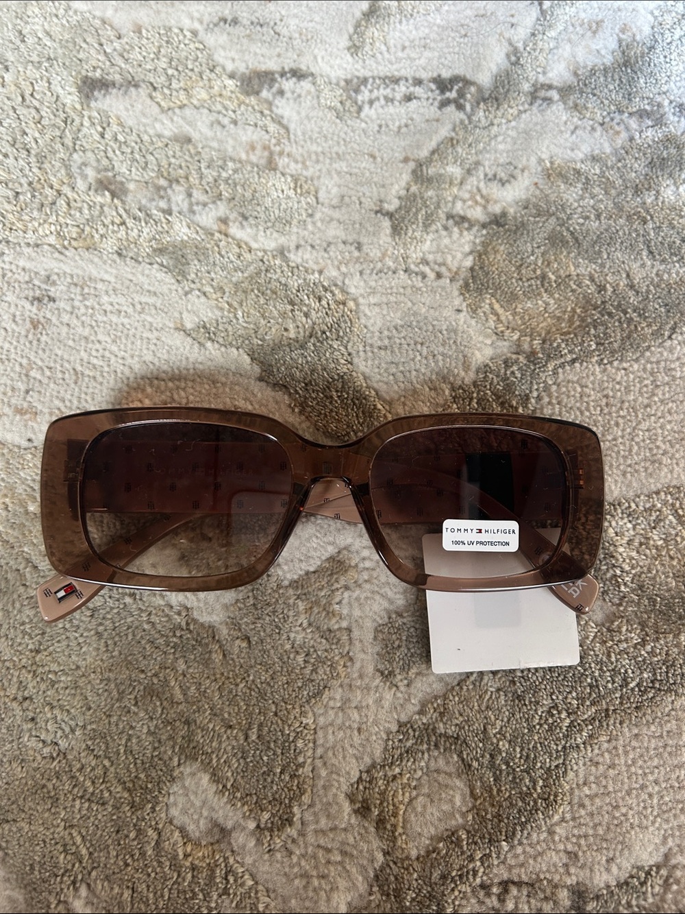 Tommy Hilfiger Brown Gradient Oversized Square Sunglasses